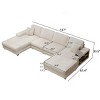 TiramisuBest Convertible U-Shaped 4-Seat Sofa, Corduroy Fabric Large Sectional with Double Chaise Lounge, Modern Couch for Living Room, Green - 3 of 4