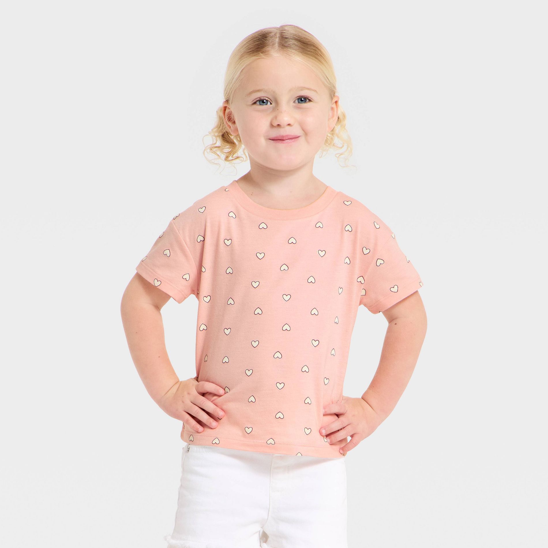 Toddler Girls' Hearts Relaxed T-Shirt - Cat & Jack™ Pink 2T