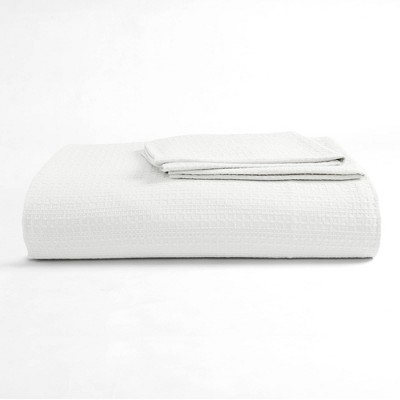 Haniya White Waffle Woven Cotton King Duvet Cover Set