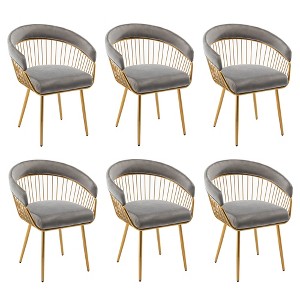 DYHOME Modern Mid Century Dining Chair, Upholstered Velvet Dining Room Chairs with Metal Legs for Makeup/Living Room (Set of 6) - 1 of 4