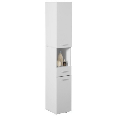 Basicwise 71.5" Corner Shelf Floor Cabinet with 2 Doors, 1 Drawer, Linen Tower Cabinet, Perfect for Bathroom, Living Room, Kitchen or Home Office
