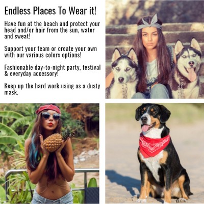Pack of 24 Solid 100% Cotton Unisex Bandanas - Bulk Wholesale - image 4