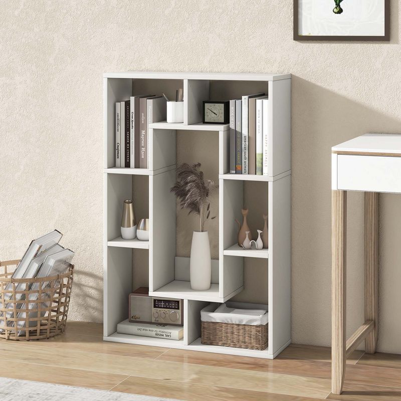 Costway 7-Cube Geometric Bookshelf with Anti-Toppling Device Modern Open Bookcase White/Black/Oak/Rustic Brown/Natural/Grey, 4 of 11