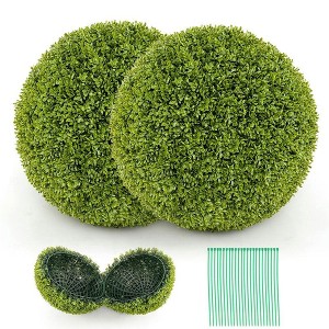 Resenkos 2-Pack 20-Inch Artificial Topiary Ball Set, UV Protected for Outdoor Use, Green - 1 of 4