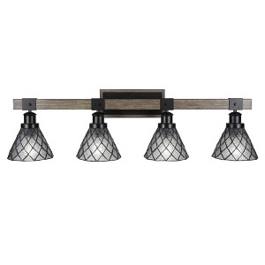Toltec Lighting Tacoma 4 - Light Vanity in  Black/Painted Wood with 7" Diamond Ice Art Glass Shade - 1 of 1