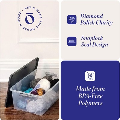 15-Quart Clear Plastic Stackable Storage Container with Gray Lid