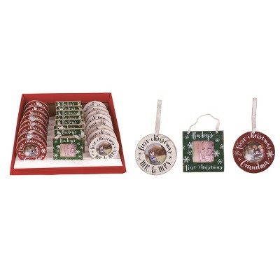 Transpac Wood 14.75 in. Multicolor Christmas Frame Ornament Set of 24