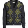 Lands' End Men's Long Sleeve Fuzzy Argyle Cardigan Sweater - 3 of 4