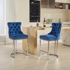 Grungis Velvet Bar Stools with Chromed Metal Base Set of 2,Counter Stools with Button Back and Rivet Trim,Kitchen Chairs for Kitchen Island - 2 of 4