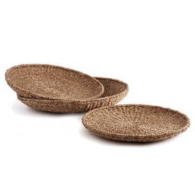 Plum & Post Seagrass Round Trays, Set Of 3