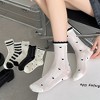 Anna-Kaci 4 Pairs Women's Crew Socks with Black and White Patterns Soft Cotton Texture Heart and Stripe for Flats and Dress Shoes - 3 of 4