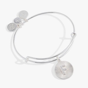 Alex and Ani Initial F Pave Starburst Texture Bangle - 1 of 3