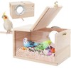 Wooden Nesting Box for Small Birds ¨C Natural Wood Breeding & Resting House for Parakeets, Cockatiels, and Other Pet Birds ¨C 12x12x19.5 cm - 2 of 4