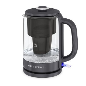 Aqua Optima Electric Kettle with Water Filter, 1500W 1.7L Glass Tea Kettle, Hot Water Boiler, Auto Shut-Off, Boil-Dry Protection, BPA Free, Black - 1 of 4