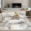Acekool 6x9 Washable Rug – Modern Geometric Non-Slip Carpet, Ultra-Thin Floor Mat for Living Room & Home Office, Grey Black - 2 of 4