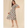 Allegra K Women's Cottagecore Floral Square Neck Puff Sleeves Summer Midi Smocked Dress - 3 of 4