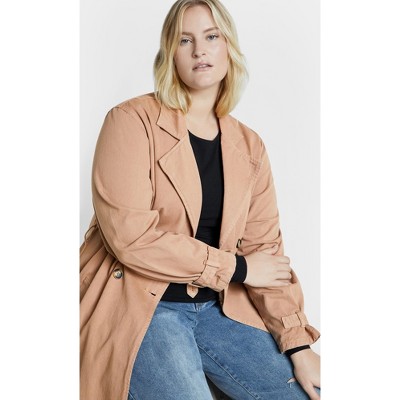 Women's Plus Size Laylo Trench Coat - caramel | CITY CHIC