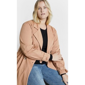 Women's Plus Size Laylo Trench Coat - caramel | CITY CHIC - 1 of 4