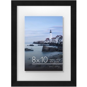 Americanflat Black Floating Frame | Displays any size photo up to 8x10 inches. Lead Free Glass. Hanging Hardware Included! - 1 of 4