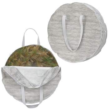 mDesign Round Holiday Wreath Storage Bag - Handles, Zipper, 2 Pack