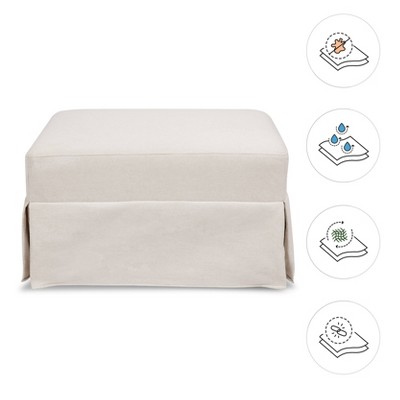 Cream Upholstered Gliding Ottoman with Skirt