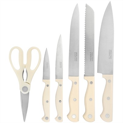 Keswick 7 Piece Stainless Steel Knife Set with Linen Handles and Wood Block