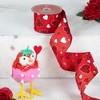 Northlight Glitter Hearts Valentine's Day Wired Craft Ribbon - 2.5" x 10 Yards - Red and White - 2 of 4