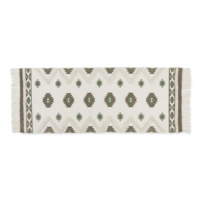 Design Imports Southwestern Textured Fringe - Brown & Green - 2 Ft 3 In X 6 Ft