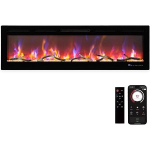 Acekool 80 Inch Smart Electric Fireplace, Wall Mounted or Recessed, Dual Heat 750/1500W, Remote, Adjustable Flame, Timer, Touch Thermostat,WIFI - 1 of 4