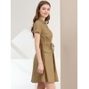 INSPIRE CHIC Women's Point Collar Front Elastic Waist Drawstring Mini Shirt Dress with Pocket - 4 of 4