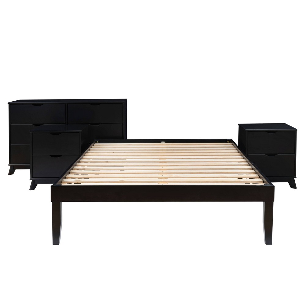 Powell Pensy Full Platform Bed Dresser and 2 Nightstands Black