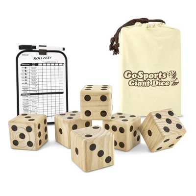 GoSports Giant 3.5inch Wooden Playing Dice Set Family Outdoor Backyard Lawn Game for Kids, Adults, and Family, Natural Finish