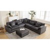 L-Shaped Sectional Sofas Couch Set, 6-Seater Corduroy Upholstered Deep Seat Sofa for Living Room, Comfortable Modular Sectional with 7 Free Pillows - 4 of 4
