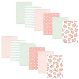 Hudson Baby Infant Girl Flannel Burp Cloth 12pk, Sweet Peach, One Size - 1 of 4