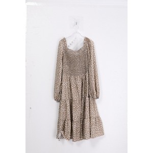 Plus Size Dresse A Line Maxi Dress with Pocket Khaki-leopardlong XL - 1 of 1
