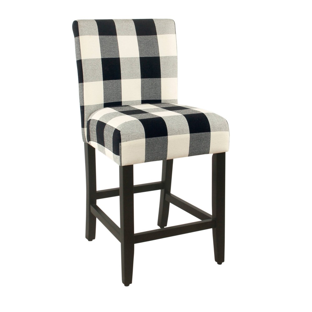 Photos - Chair 24" Classic Parsons Counter Height Barstool Plaid Black - HomePop: Nailhea