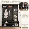 Vynxaria Hallway Tree with Shoe Bench, Coat Rack, Shoe Storage, Shelves & Pegboard for Hallways, Halls, and Bedrooms in Black - 3 of 4