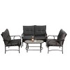 4 Piece Patio Furniture Sets, Wicker Conversation Set For Porch Deck, Patio Conversation Sets With Rattan Sofa Chair With Cushion-Cuddlewood - 3 of 4