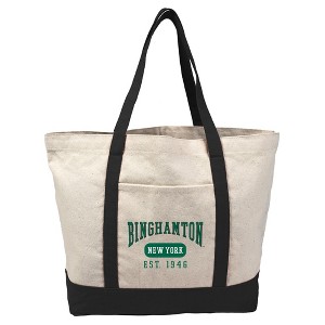 Binghamton University Bearcats Established Date Canvas Tote Bag With External Pocket, Reusable Shoulder Bag for Shopping, School, Beach - 1 of 4