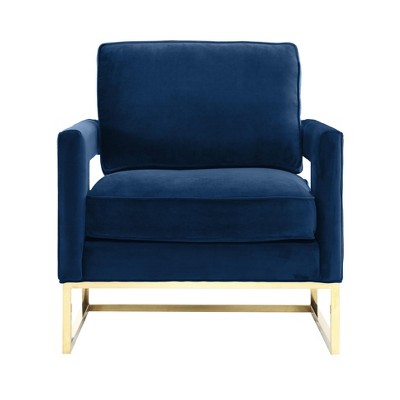 Avery Pink Velvet Accent Chair with Polished Gold Base