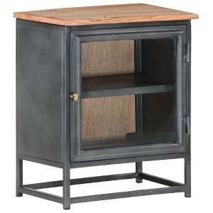 vidaXL Bedside Cabinet Gray 15.7"x11.8"x19.7" Solid Acacia Wood - 1 of 4