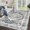 Vintage Chenille Print Area Rug, Machine Washable, Anti-Slip Backing, Low Pile Lightweight Print, Pet-Friendly, for Living Room, Bedroom, Dining Room - 2 of 4