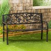 Evergreen Hummingbird Metal Garden Bench - Black - 2 of 4