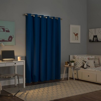 Classic Blue Polyester Blackout Grommet Window Panels for Kids