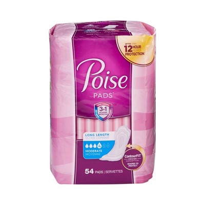 Poise Bladder Control Pads, Adult Women, Moderate Absorbency, Disposable, 54 Count, 2 Packs, 108 Total