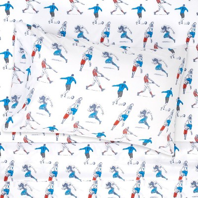 Full Black and White Sports Print Microfiber Sheet Set