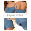 cheibear Women's Sleepwear Knit Pajamas Spaghetti Strap Runch Front Cami Lounge Pajama Set - 4 of 4