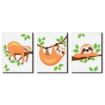 Big Dot of Happiness Let's Hang - Sloth - Nursery Wall Art and Kids Room Decorations - Gift Ideas - 7.5 x 10 inches - Set of 3 Prints