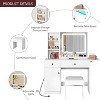 Vanity Desk with LED Lighted Mirror & Power Outlet, Makeup Vanity with Drawers & Cabinet & Chair - 4 of 4