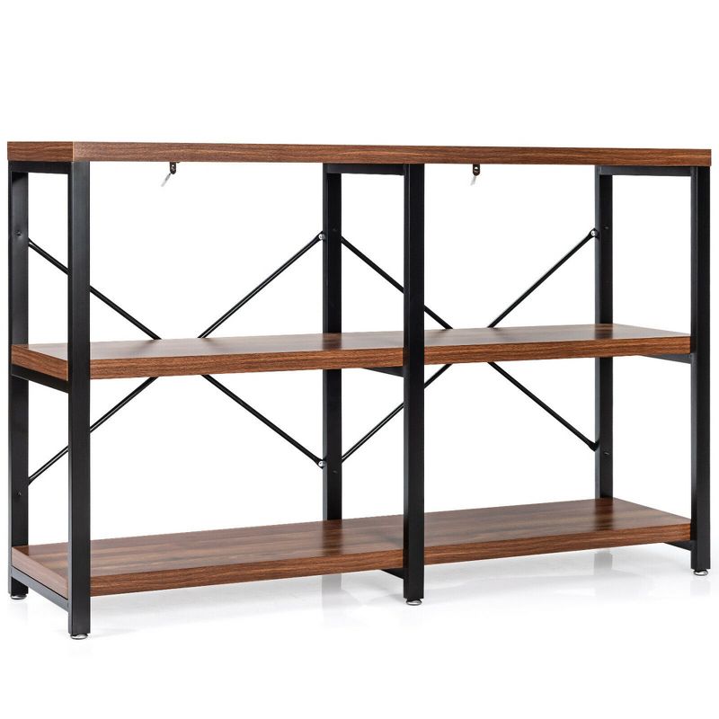 Costway 47'' Console Table 3 Tier Industrial Sofa Table Metal Frame, 1 of 11